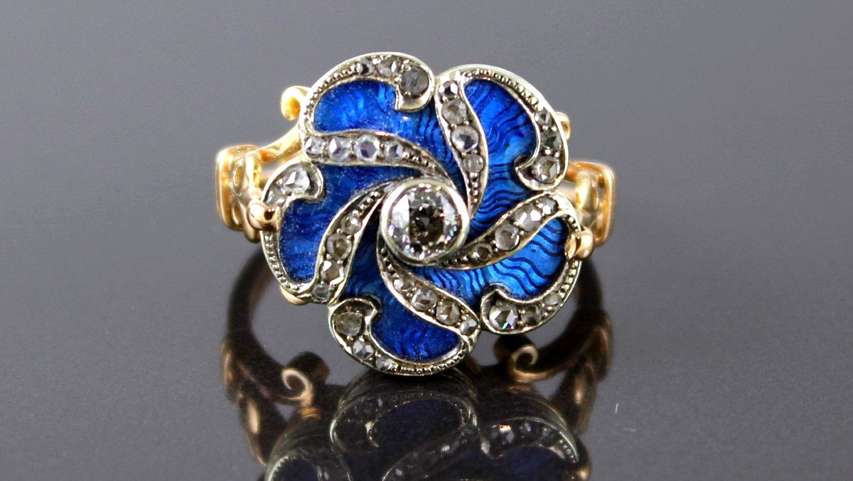 Gold, Diamond And Enamel Ring-photo-4