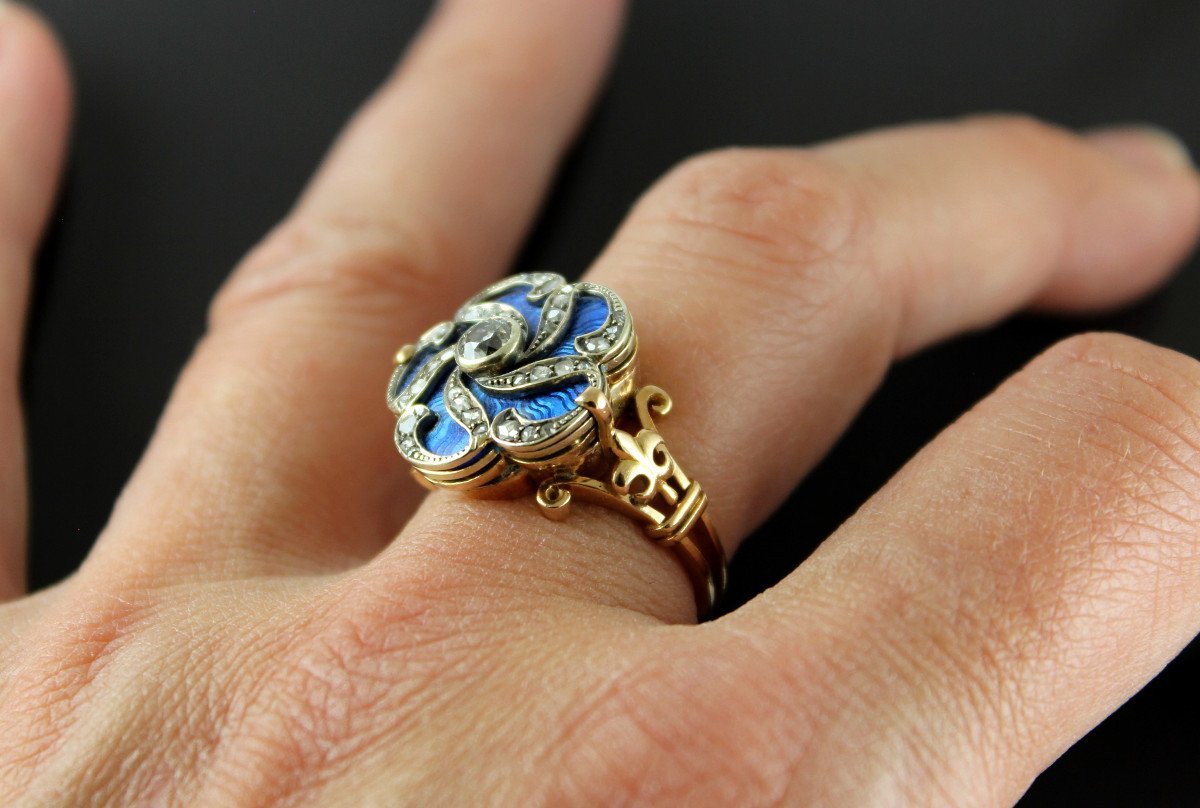 Gold, Diamond And Enamel Ring-photo-1