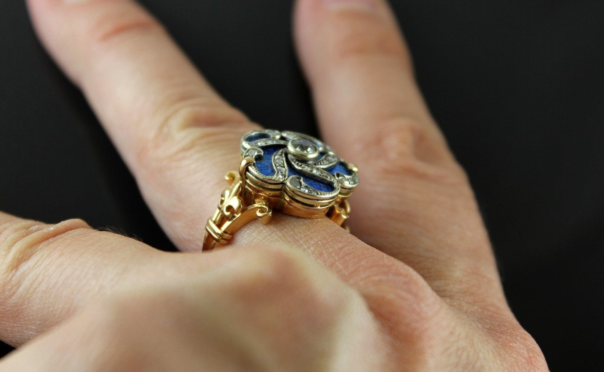 Gold, Diamond And Enamel Ring-photo-4