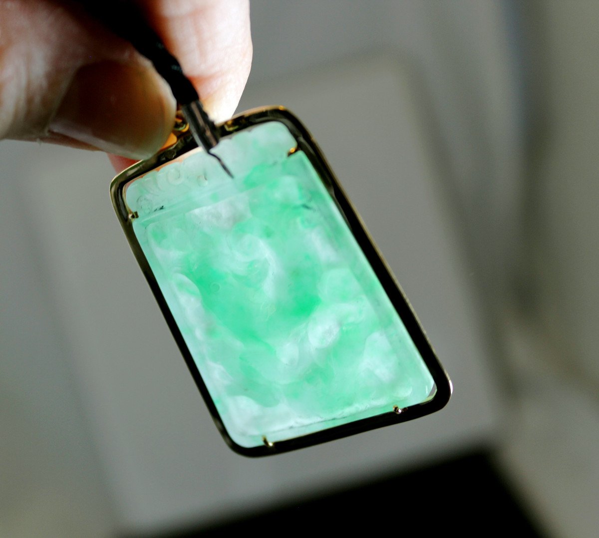 Pendentif Or Et Jade-photo-2