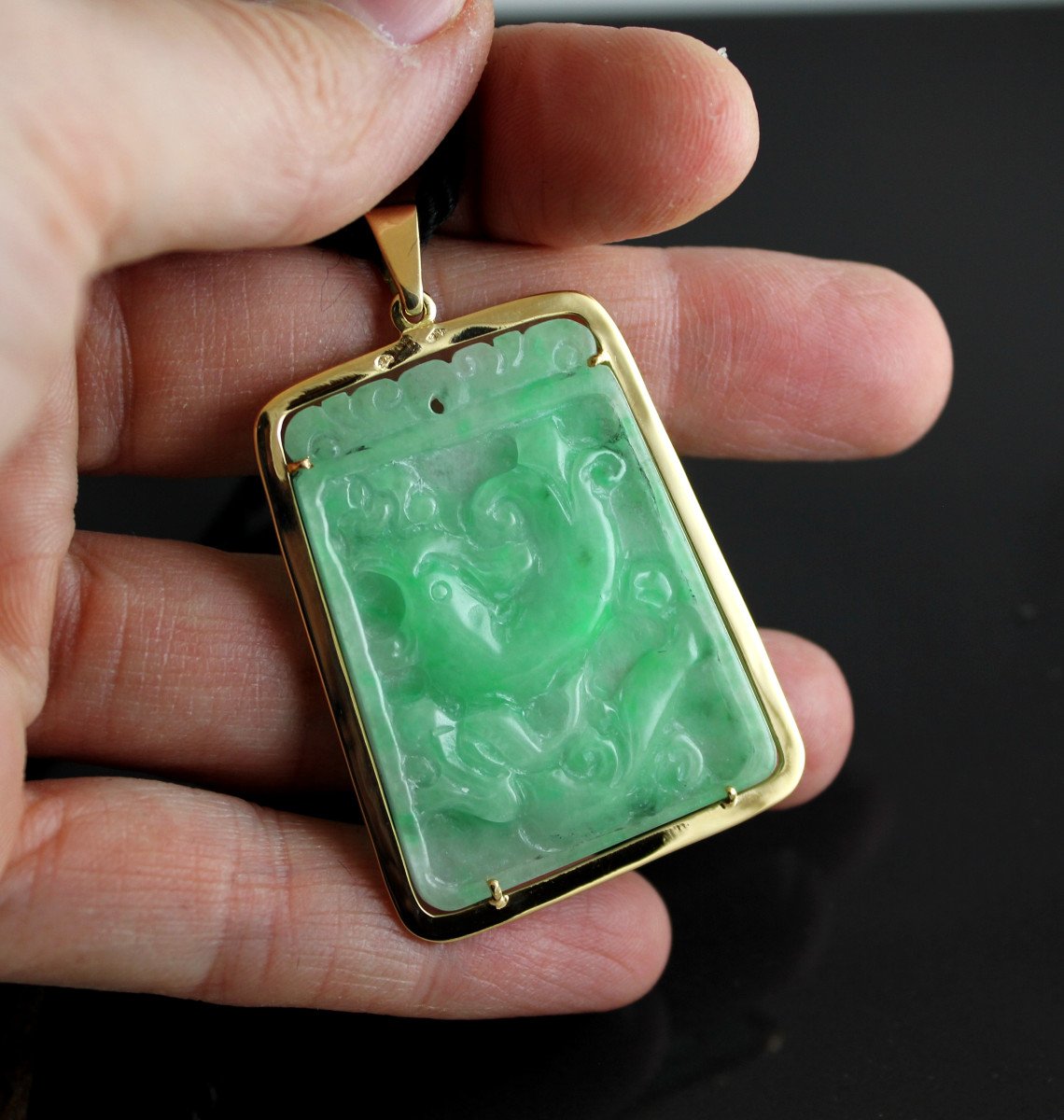 Pendentif Or Et Jade-photo-3