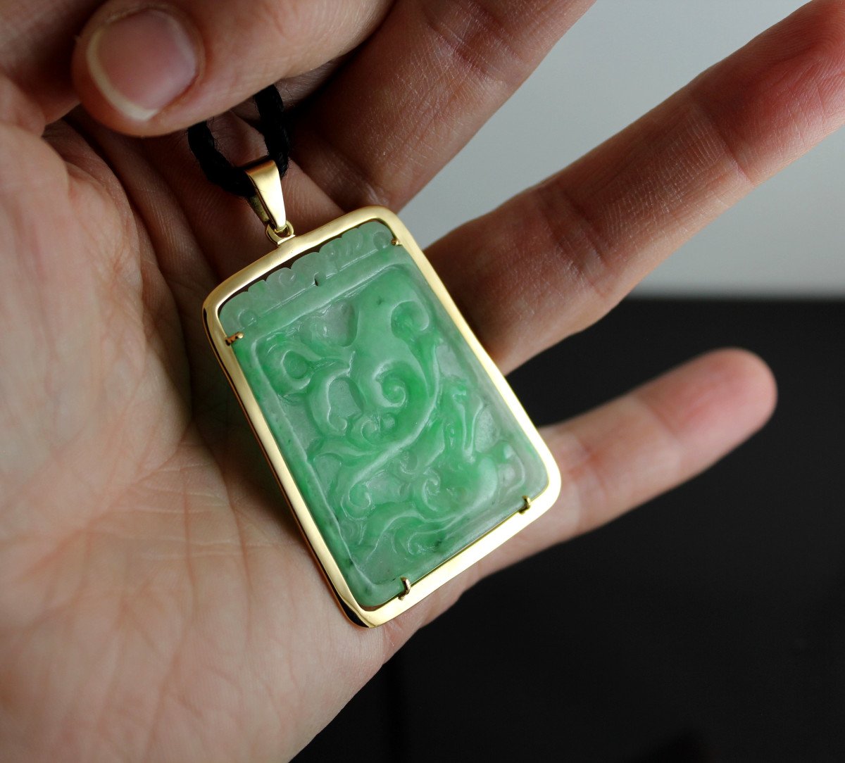 Pendentif Or Et Jade-photo-4