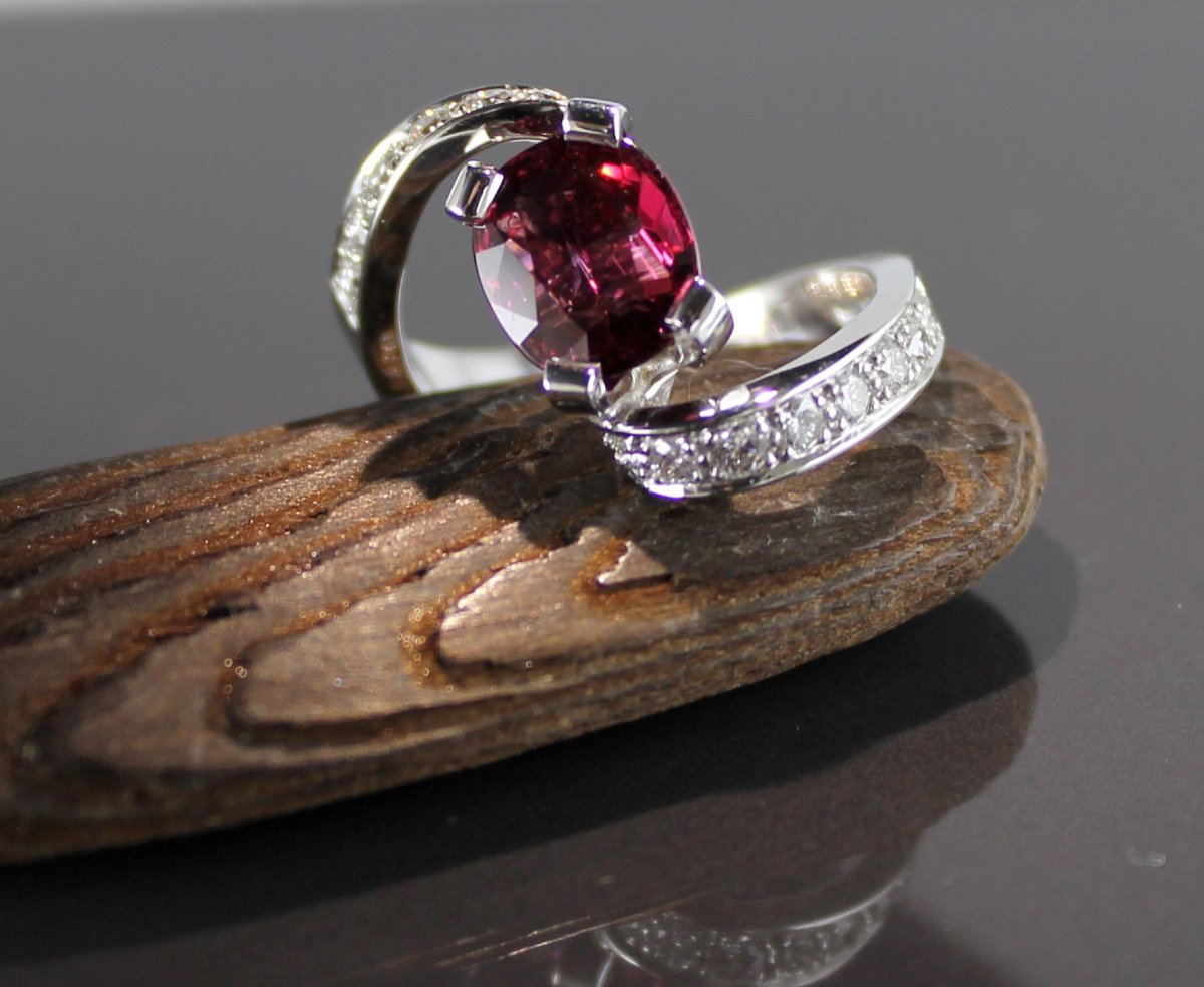 Bague Or, Grenat Et Diamants-photo-2