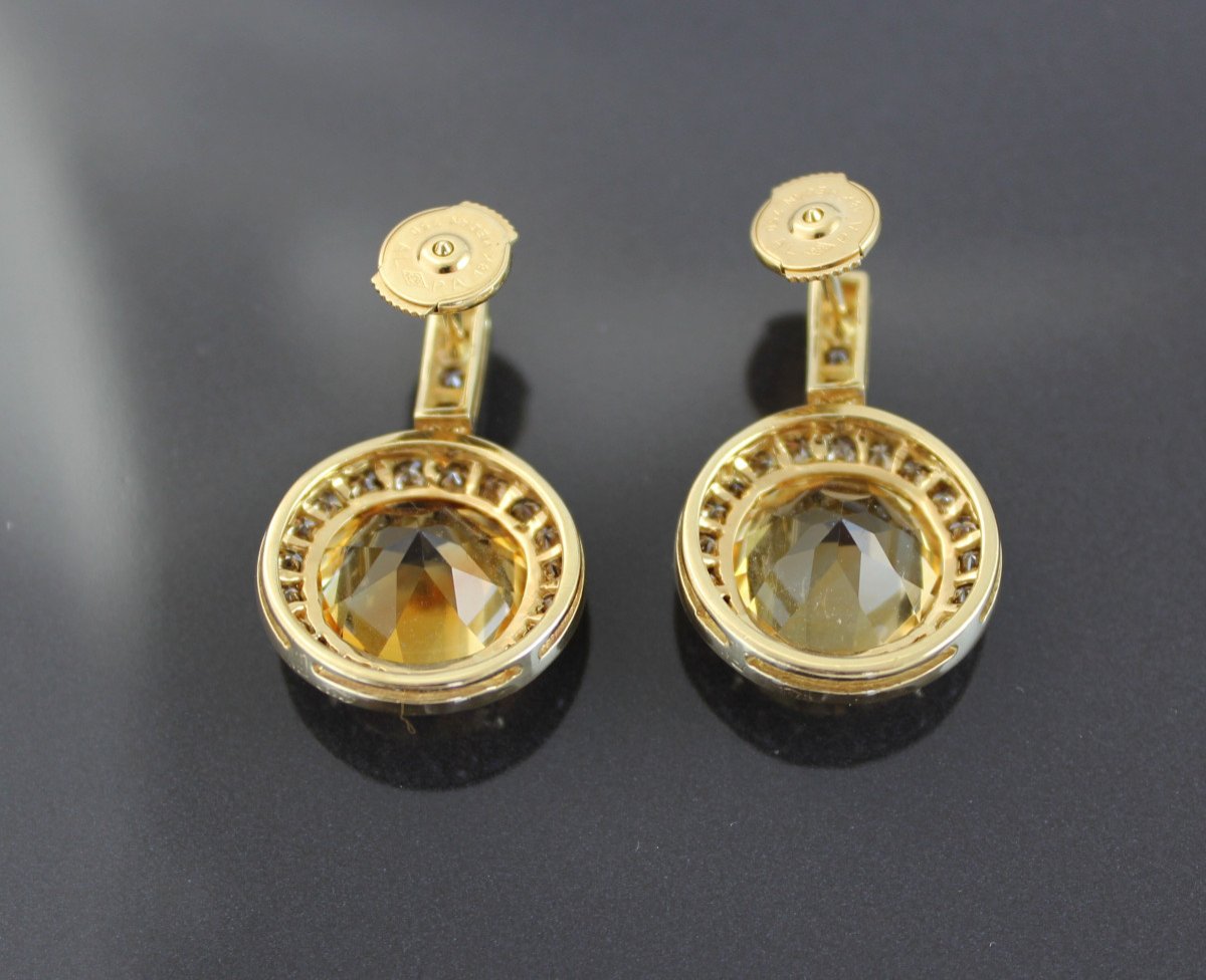 Boucles Or, Citrine Et Diamant Cognac-photo-5