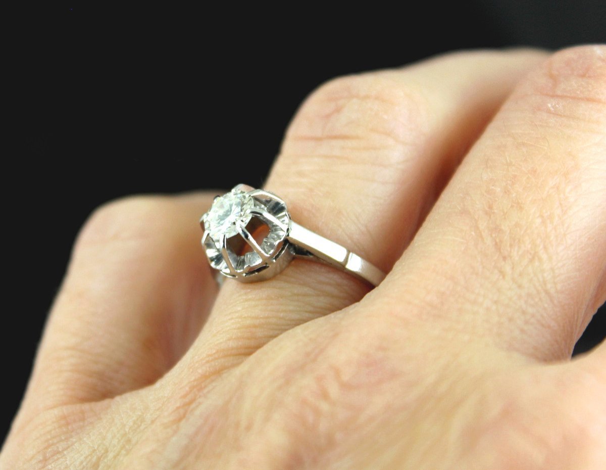 Gold And Platinum Solitaire - Diamond 0.60 Ct-photo-4