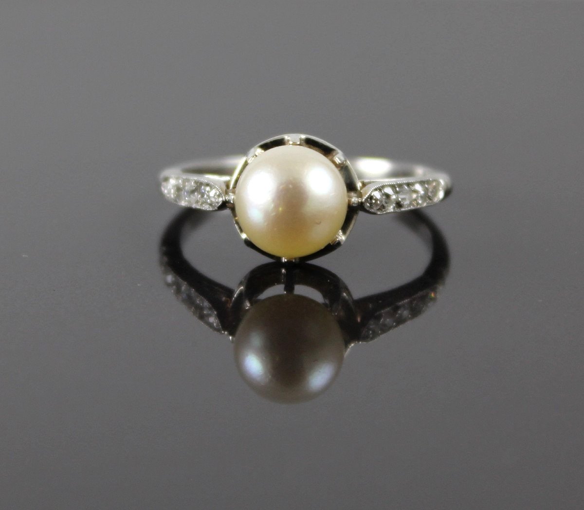 Platinum, Diamond And Akoya Pearl Ring-photo-4