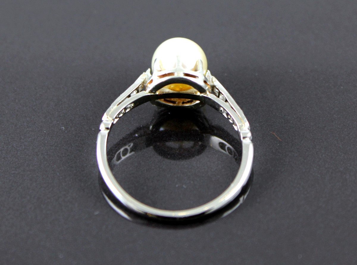 Platinum, Diamond And Akoya Pearl Ring-photo-5