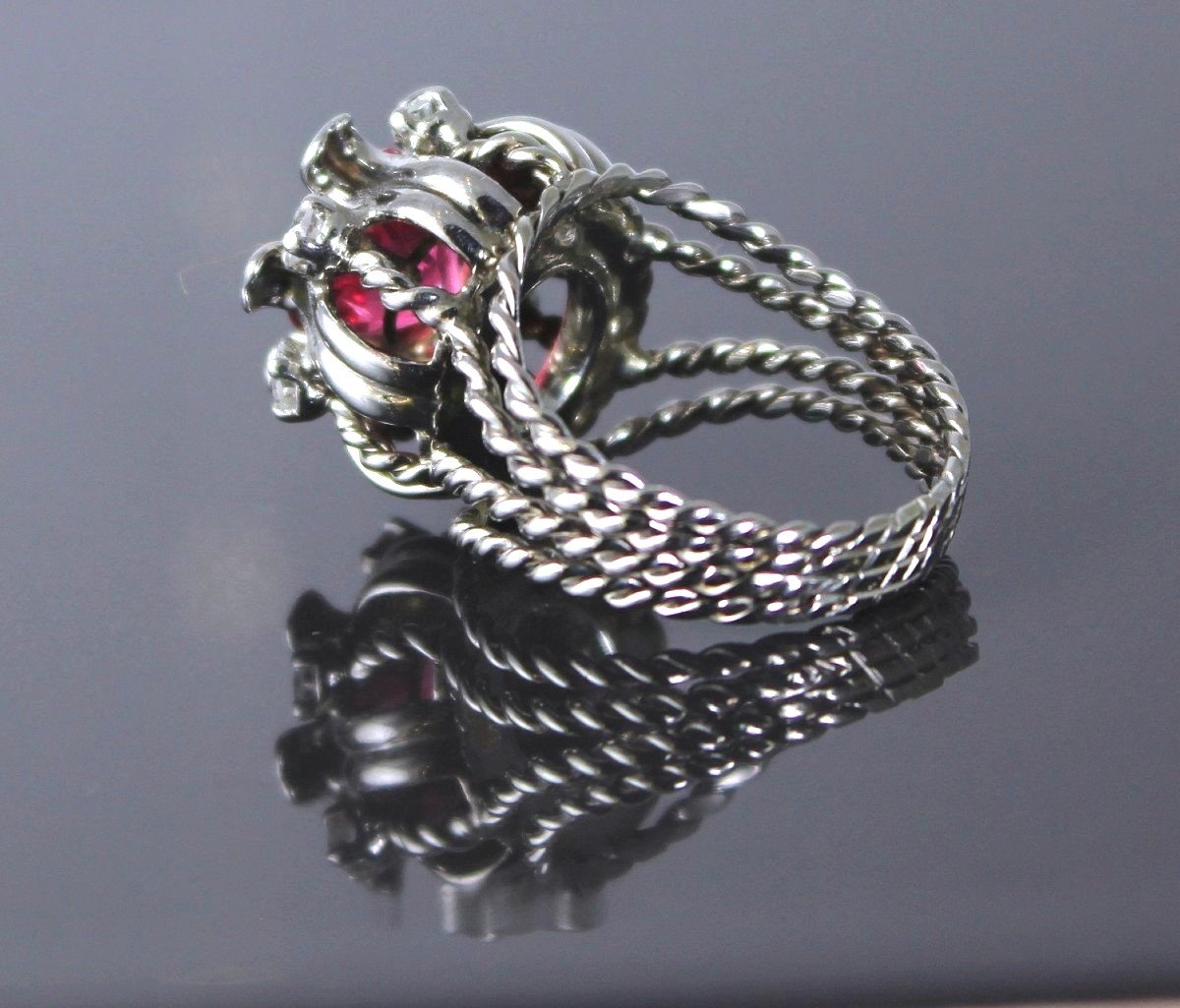 Bague Or, Diamants Et Tourmaline Rose-photo-2