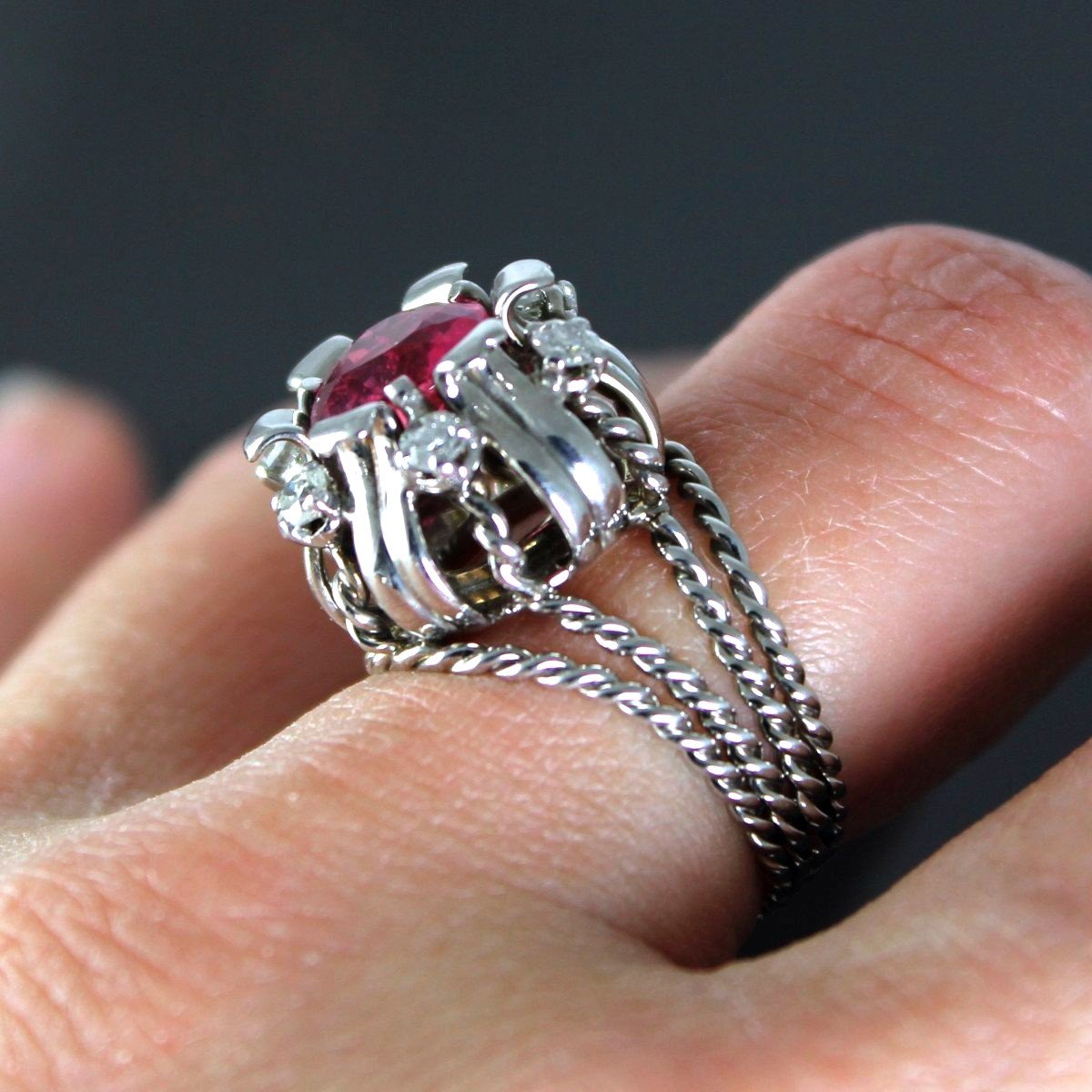 Bague Or, Diamants Et Tourmaline Rose-photo-4