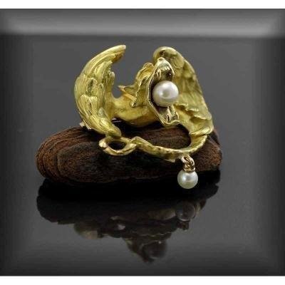 Chimera Gold Brooch - 22.5 G- XIX Th-photo-4