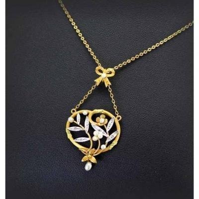 Gold Pendant, Art Nouveau-photo-3