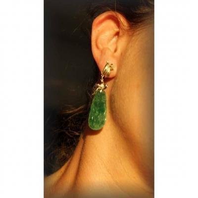 Gold And Jade Earrings-photo-3