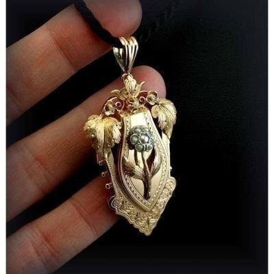 Pendant - Gold Brooch - Napoleon III-photo-1