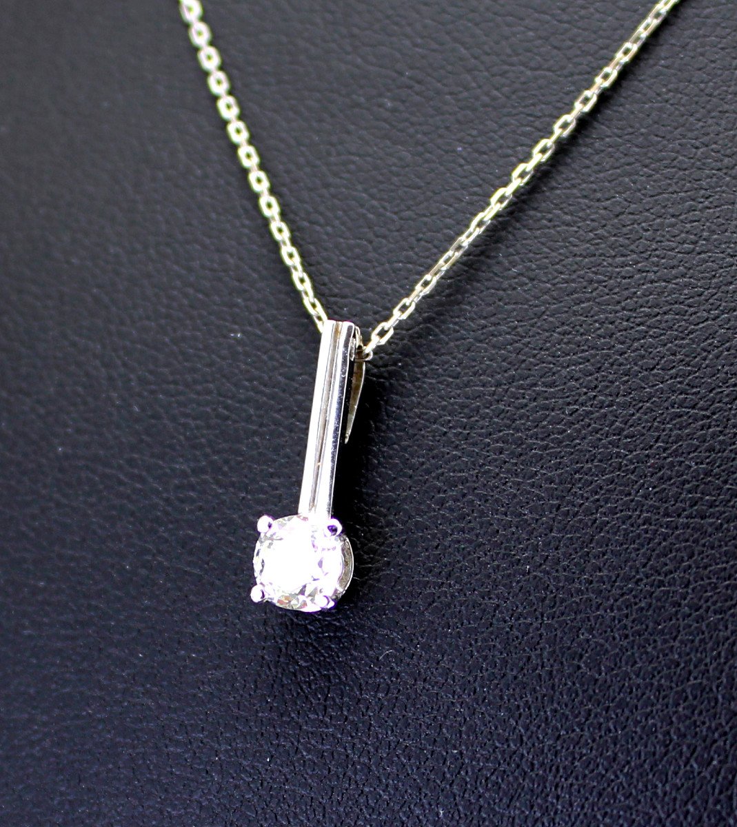 Pendentif Or Blanc Et Diamant +/- 0.52 Ct-photo-2