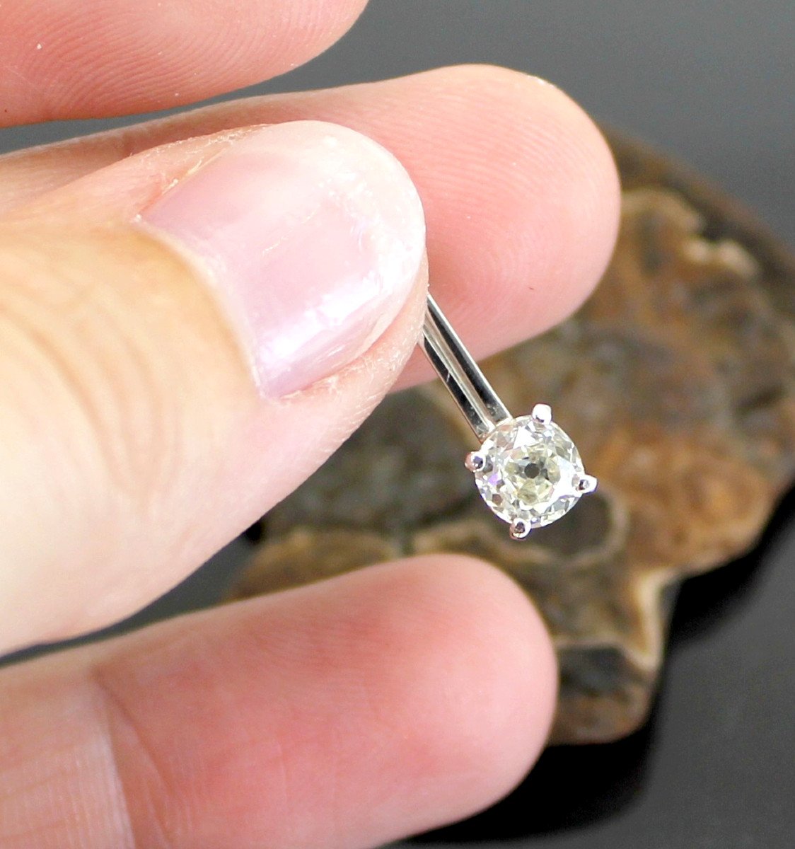 Pendentif Or Blanc Et Diamant +/- 0.52 Ct-photo-3