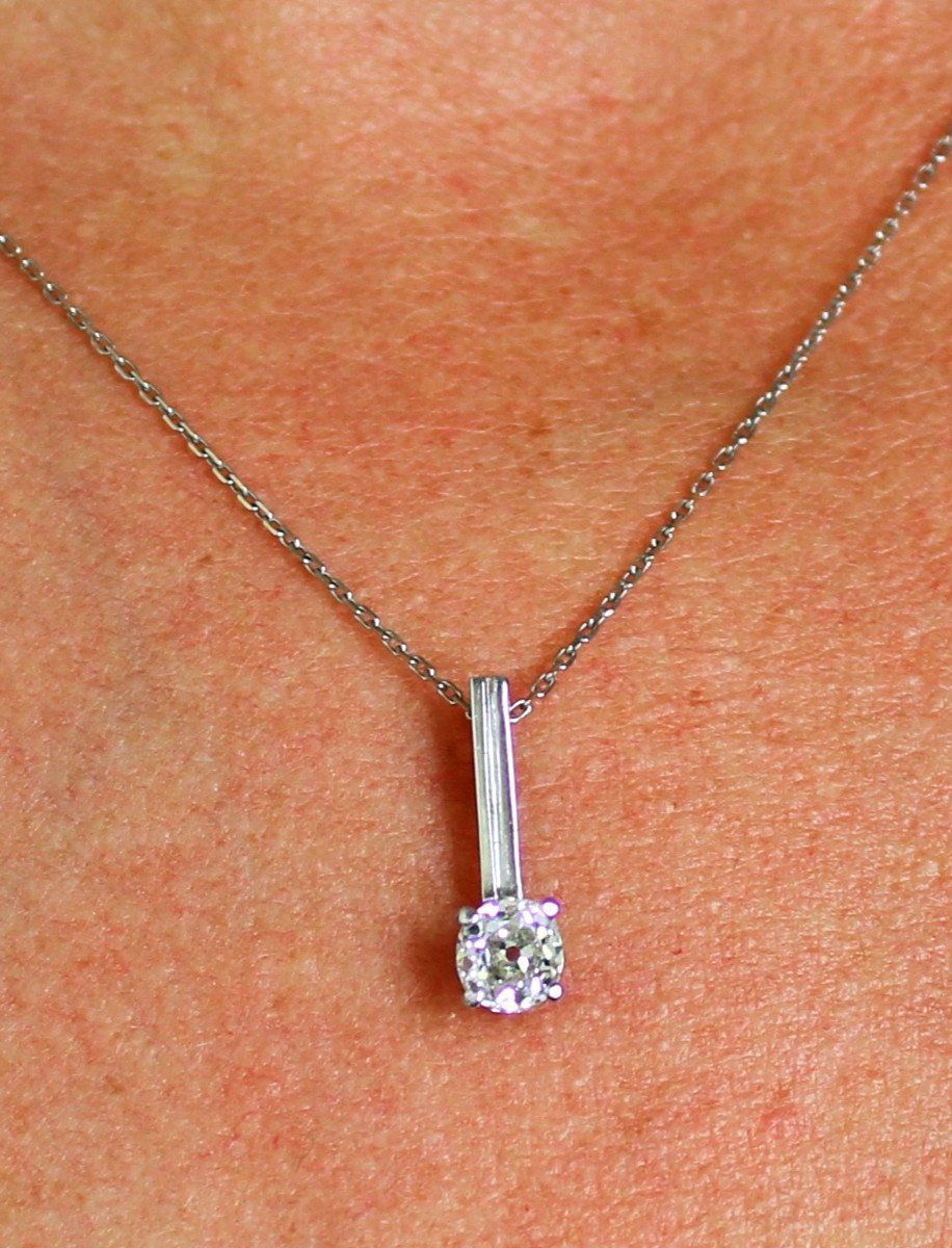 Pendentif Or Blanc Et Diamant +/- 0.52 Ct