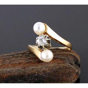 Toi Et Moi Ring In Gold, Diamond And Pearls