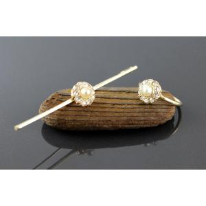 Ensemble Broche - Bague Or , Diamants Et Perle