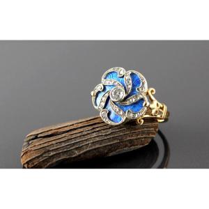 Gold, Diamond And Enamel Ring