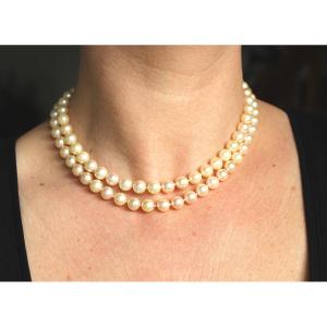 Double Row Akoya Pearl Necklace 7.8 Mm