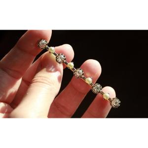 Early 20th Century Gold Brooch - Diamonds And Cultured Pearls