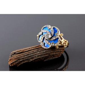 Gold, Diamond And Enamel Ring