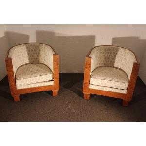 Pair Of Tonneau Armchairs