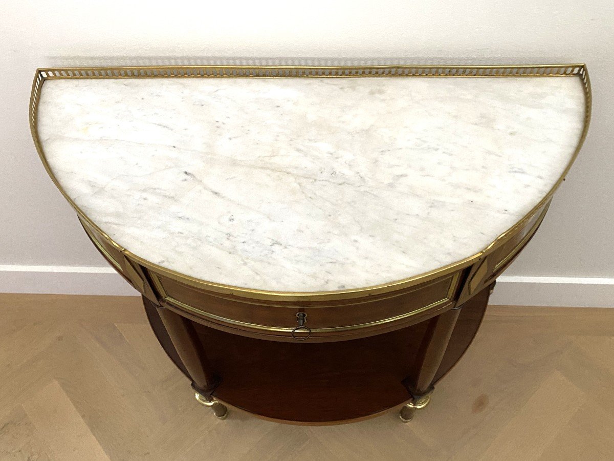 Console Demi-lune Acajou Louis XVI-photo-3