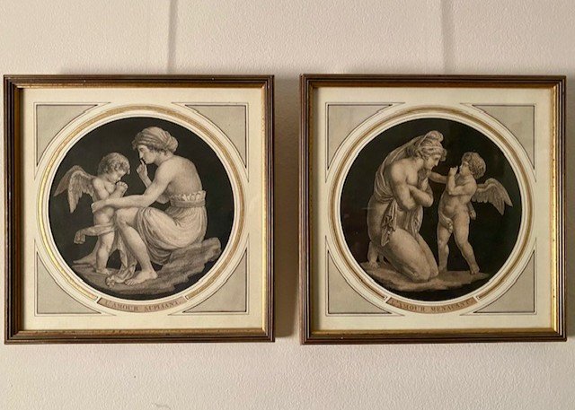 Pair Of Engravings Venus And Amor