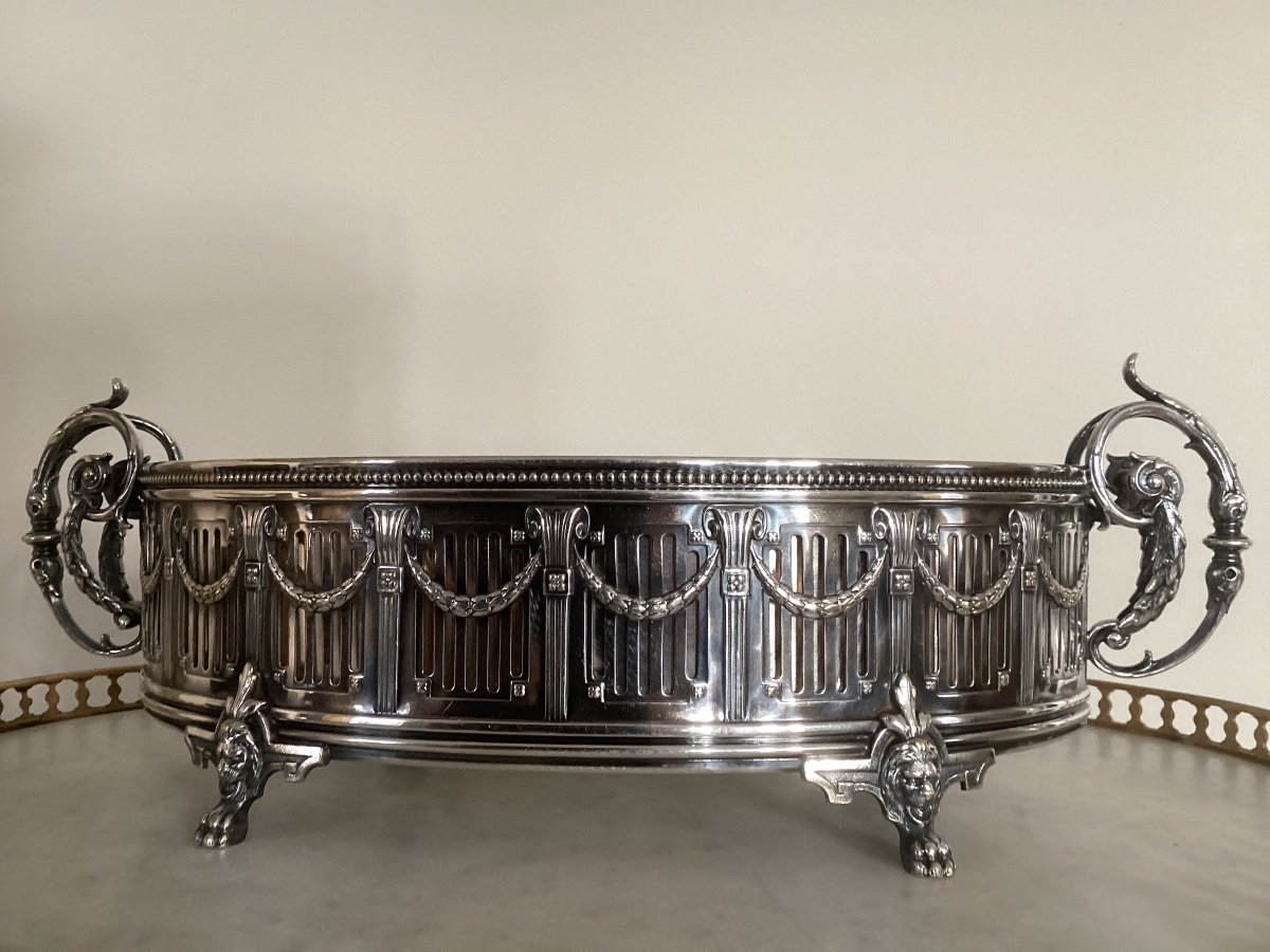 Louis XVI Style Silver Metal Planter-photo-3