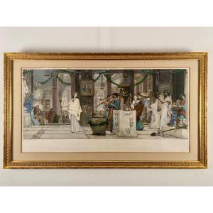 The Vintage Festival. Engraving By A. Blanchard After A Painting By Sir Lawrence Alma-tadema