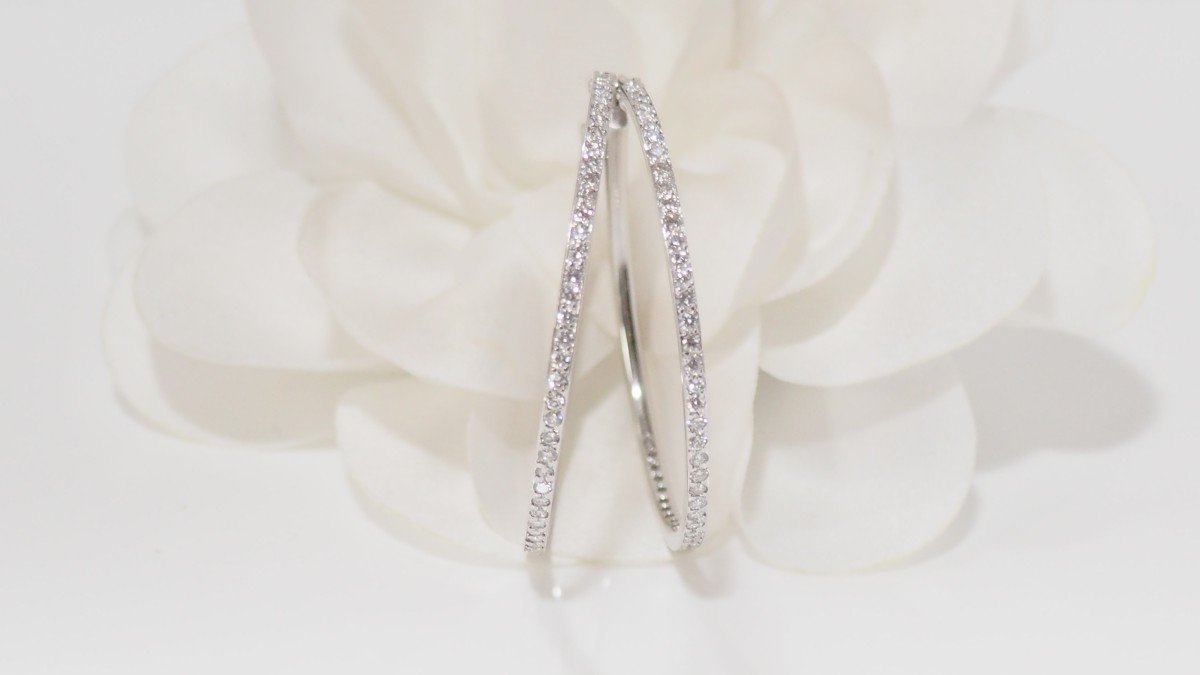 Pair Of Hoop Earrings In White Gold And Diamonds-photo-1