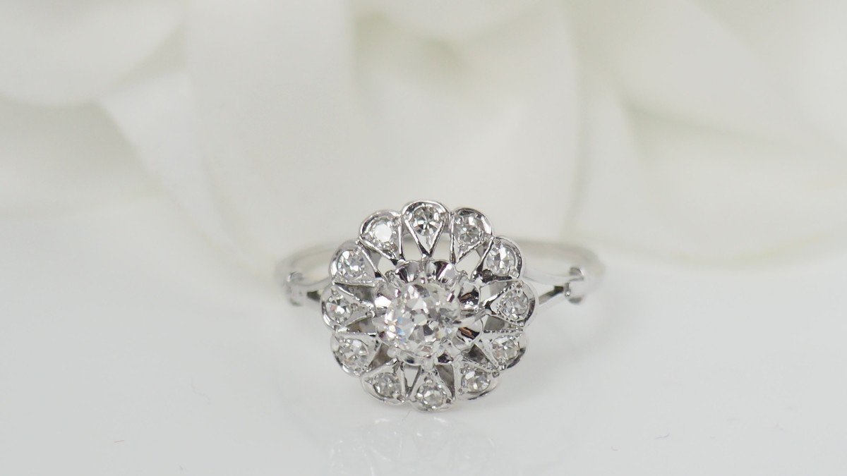 Daisy Ring In White Gold And Diamonds-photo-2