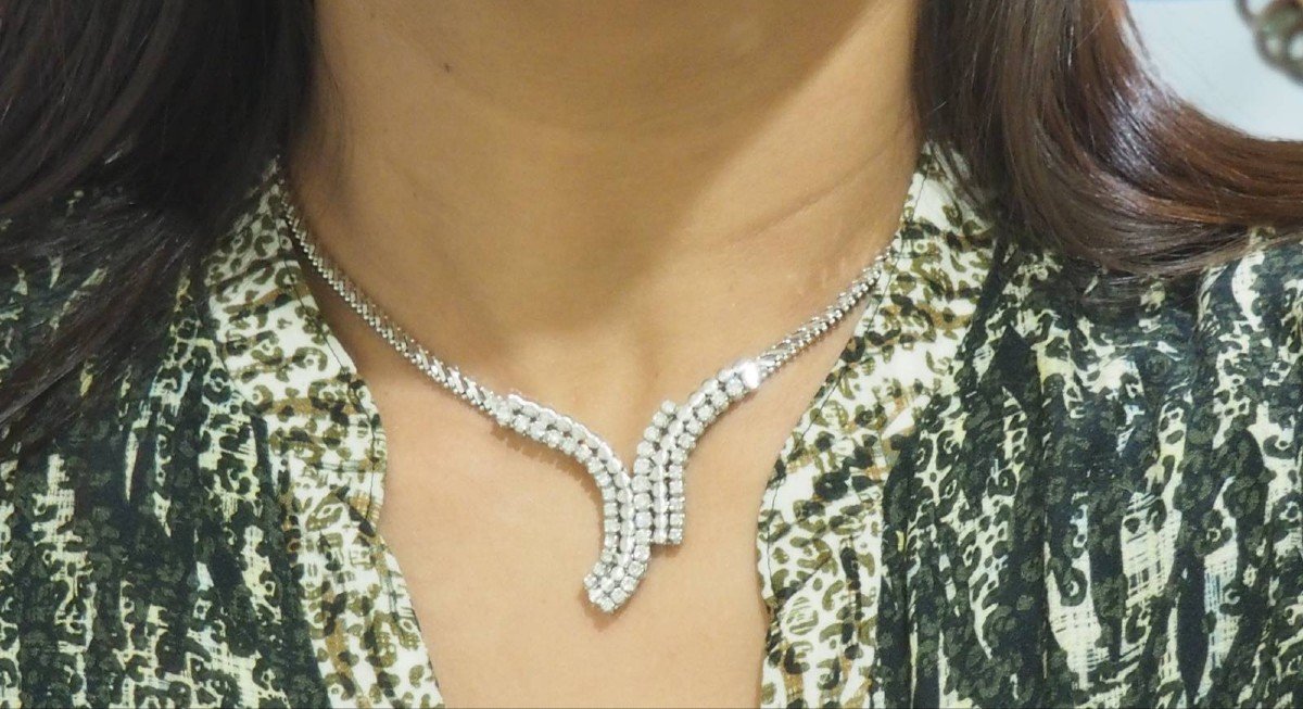 Collier En Or Blanc Et Diamants-photo-3