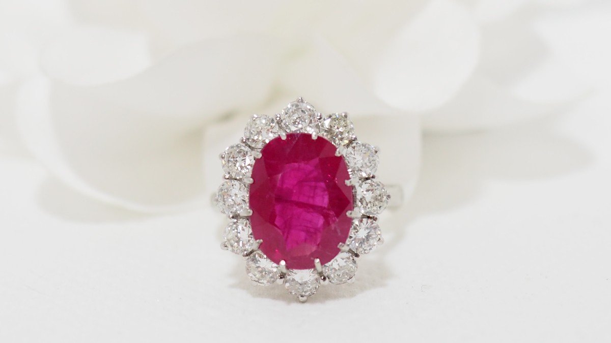 Entourage Ring In Platinum, Rubies And Diamonds-photo-2