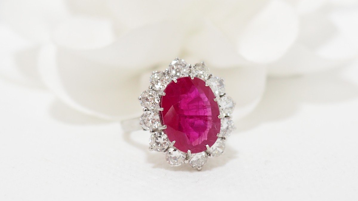 Entourage Ring In Platinum, Rubies And Diamonds-photo-4