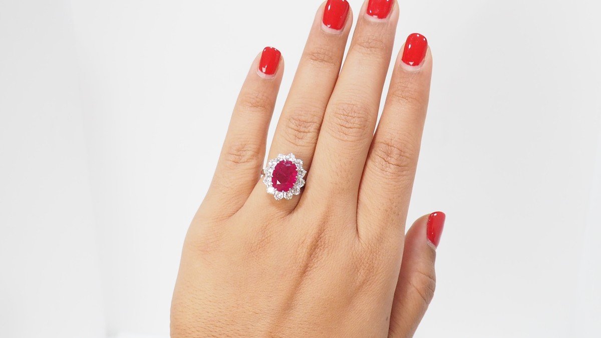 Entourage Ring In Platinum, Rubies And Diamonds-photo-1