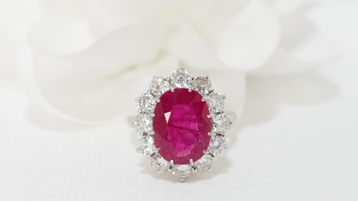 Entourage Ring In Platinum, Rubies And Diamonds