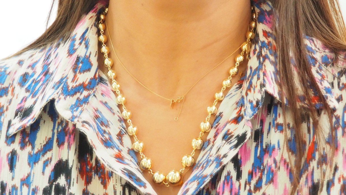 Falling Marseillais Balls Necklace In Yellow Gold-photo-2