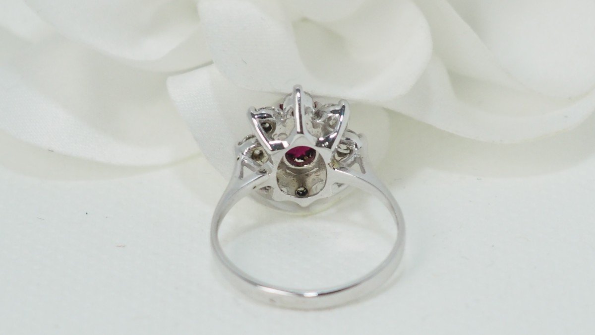 Entourage Ring In White Gold, Oval Ruby And Diamonds-photo-4