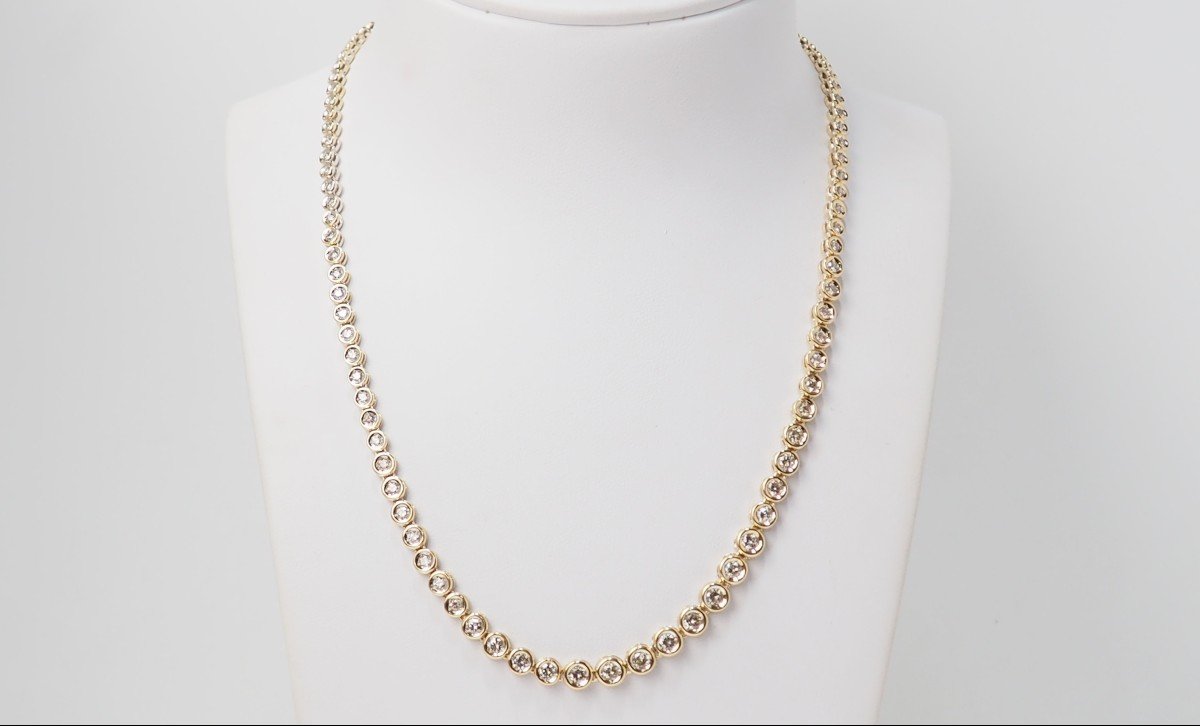 River Necklace In Yellow Gold And Diamonds