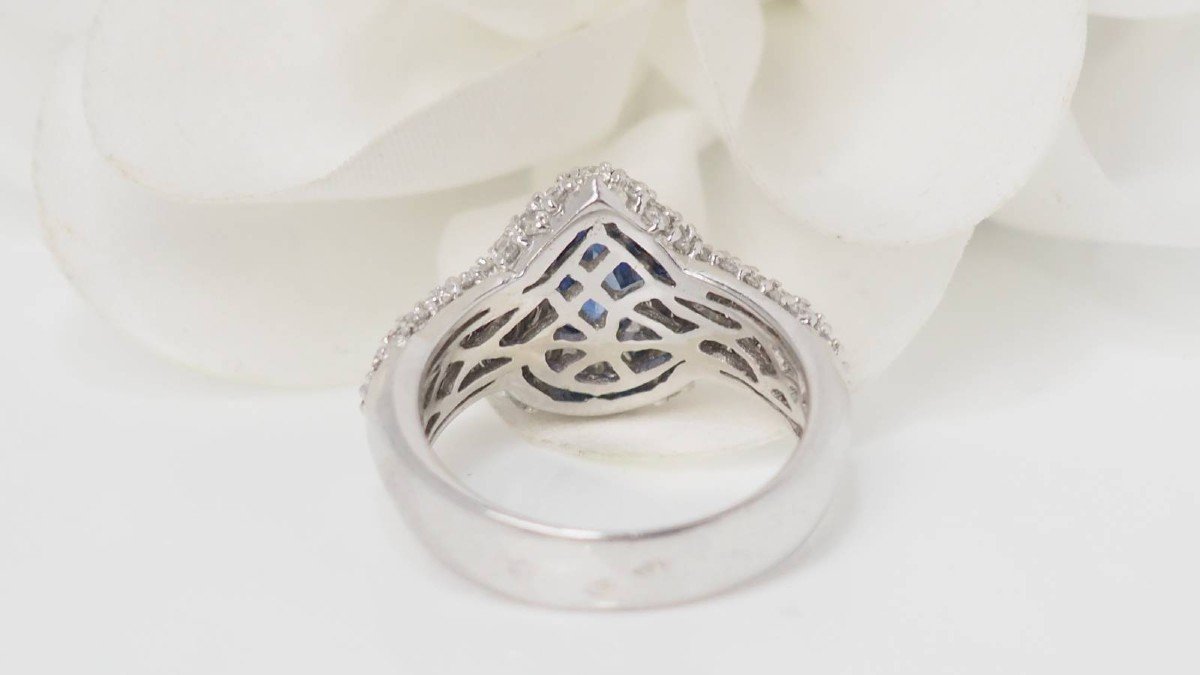 Bague En Or Blanc, Saphir De Ceylan Et Diamants-photo-1