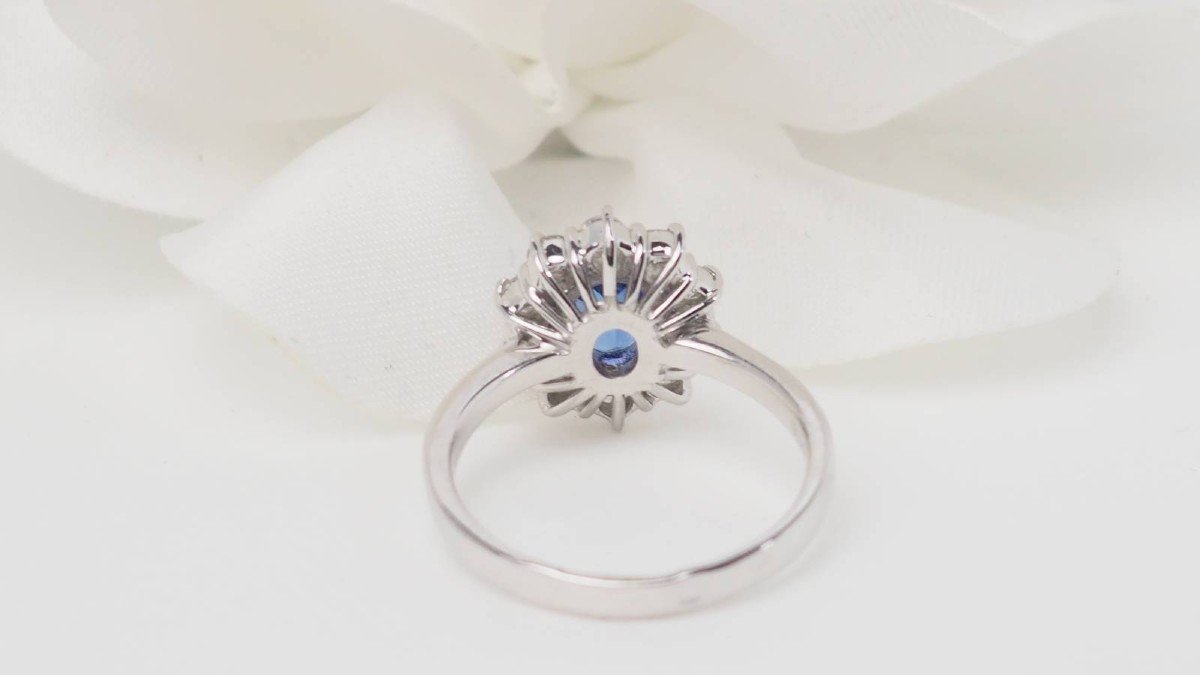 Bague Marguerite En Platine, Tanzanite Et Diamants-photo-4