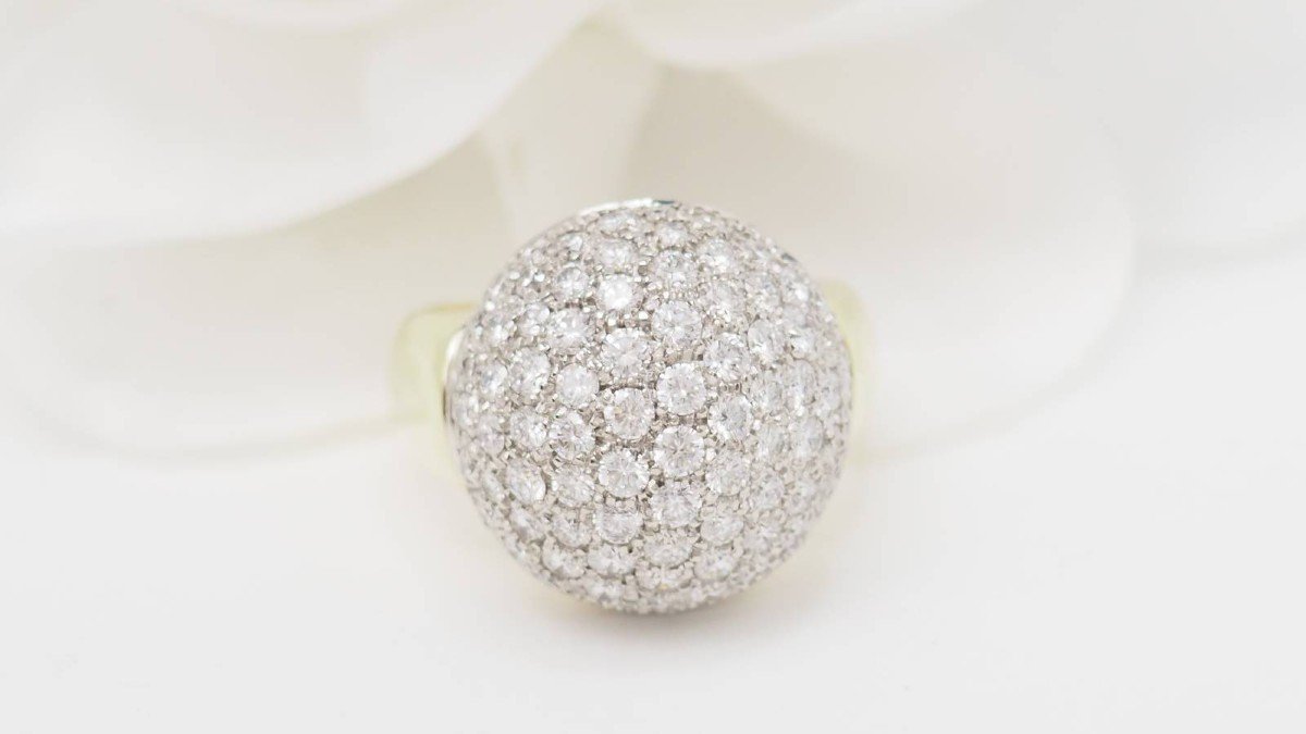 Ball Ring In Yellow Gold And Diamonds -photo-3