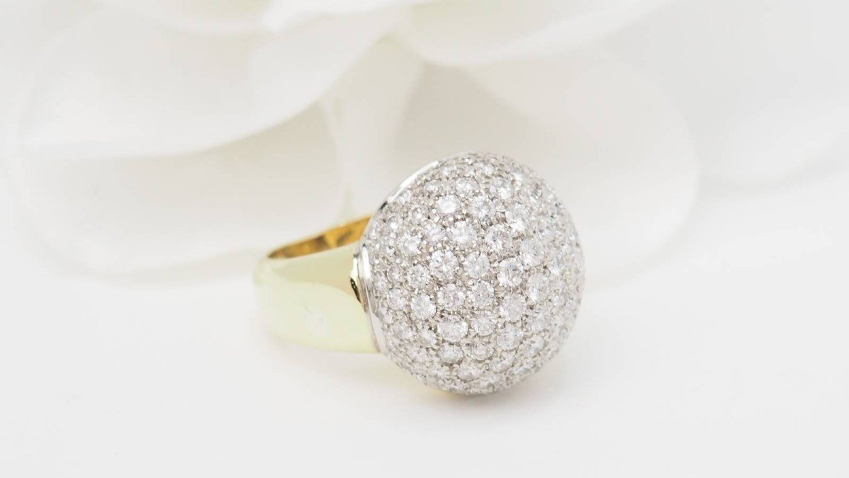 Ball Ring In Yellow Gold And Diamonds -photo-4