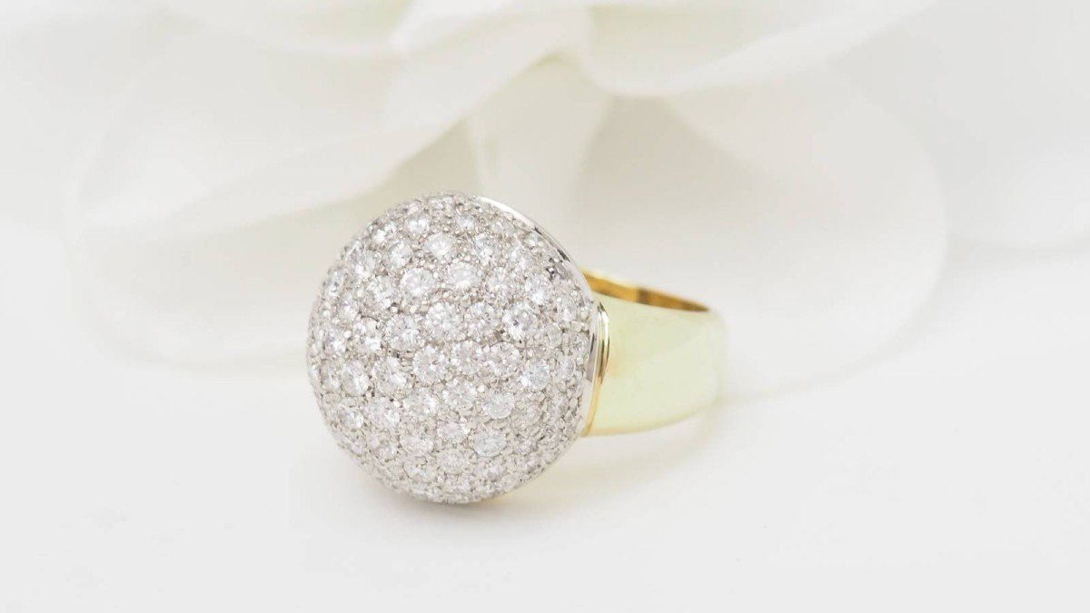 Ball Ring In Yellow Gold And Diamonds -photo-1