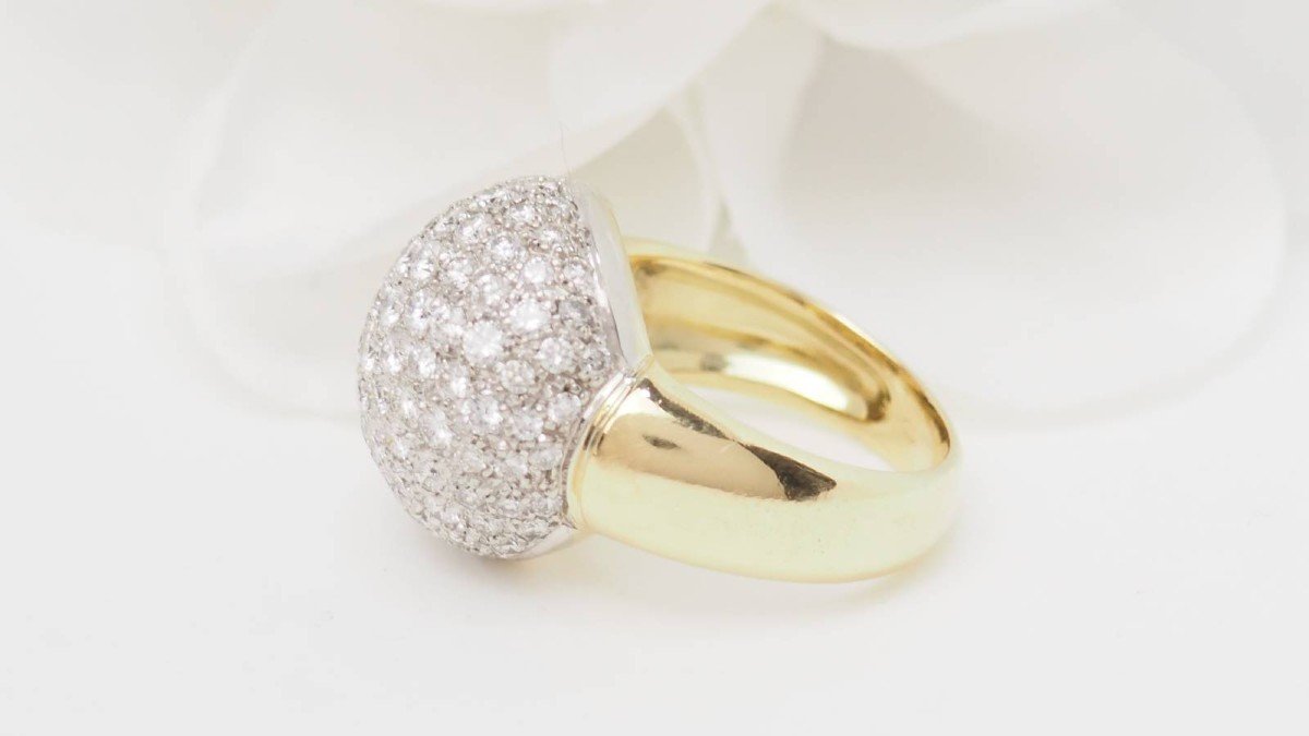 Ball Ring In Yellow Gold And Diamonds -photo-3