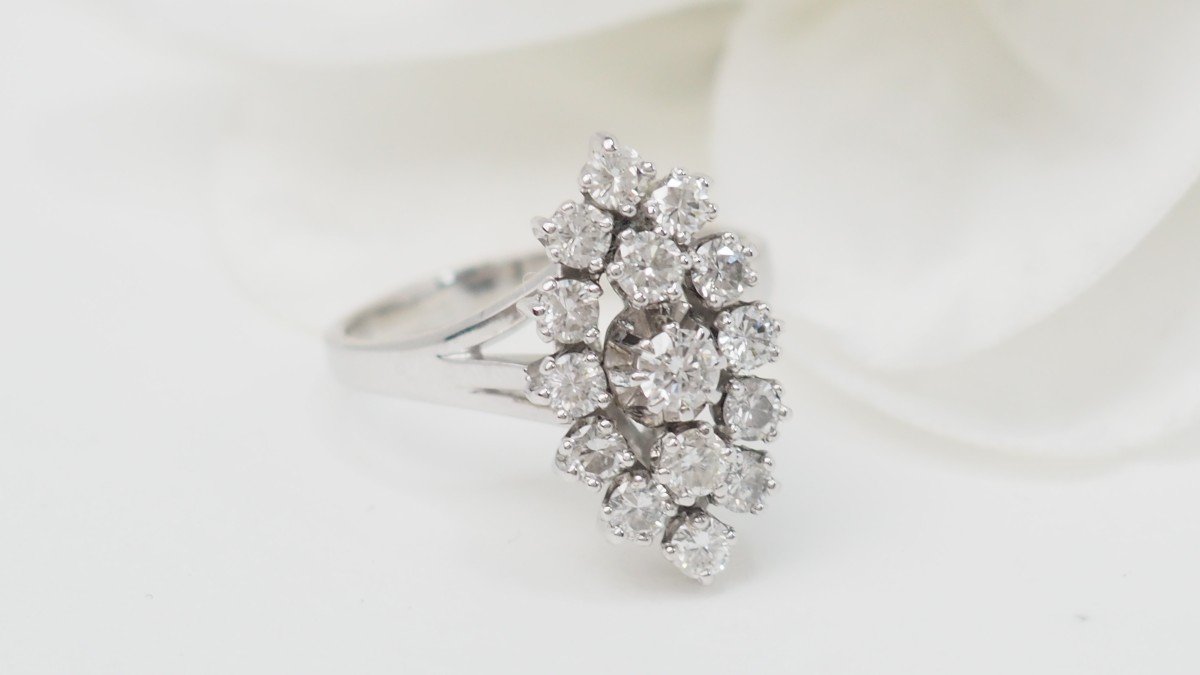 Bague Marquise En Or Blanc Et Diamants-photo-2