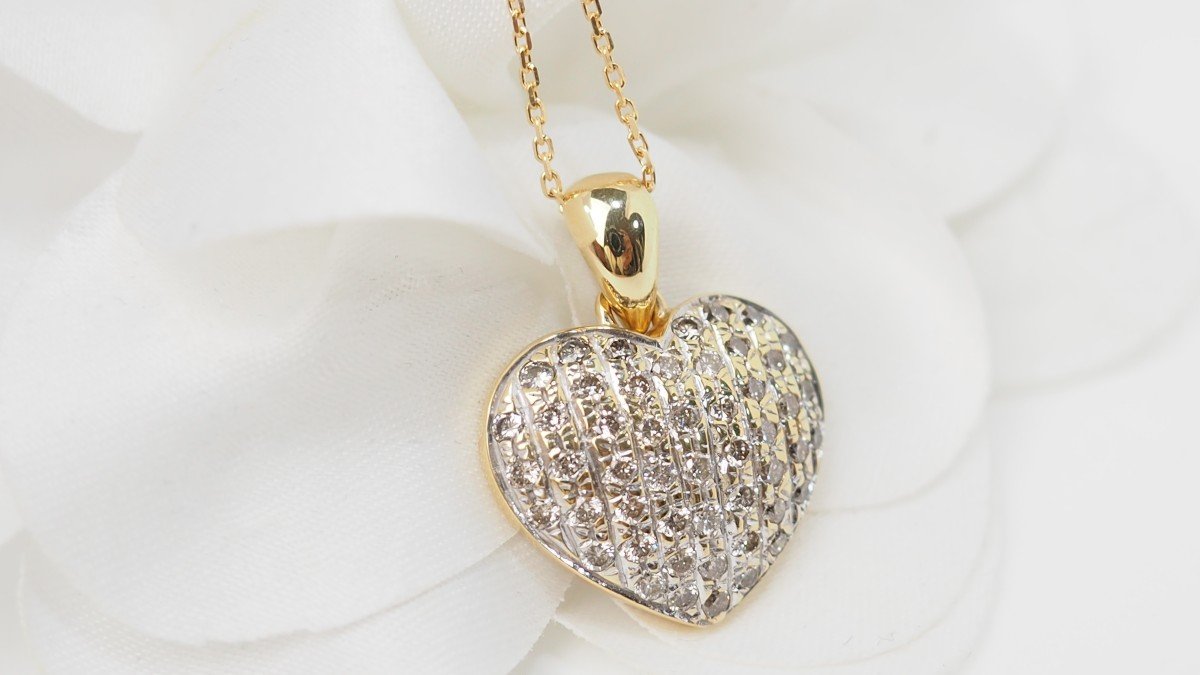 Collier Coeur En Or Jaune Et Diamants-photo-1