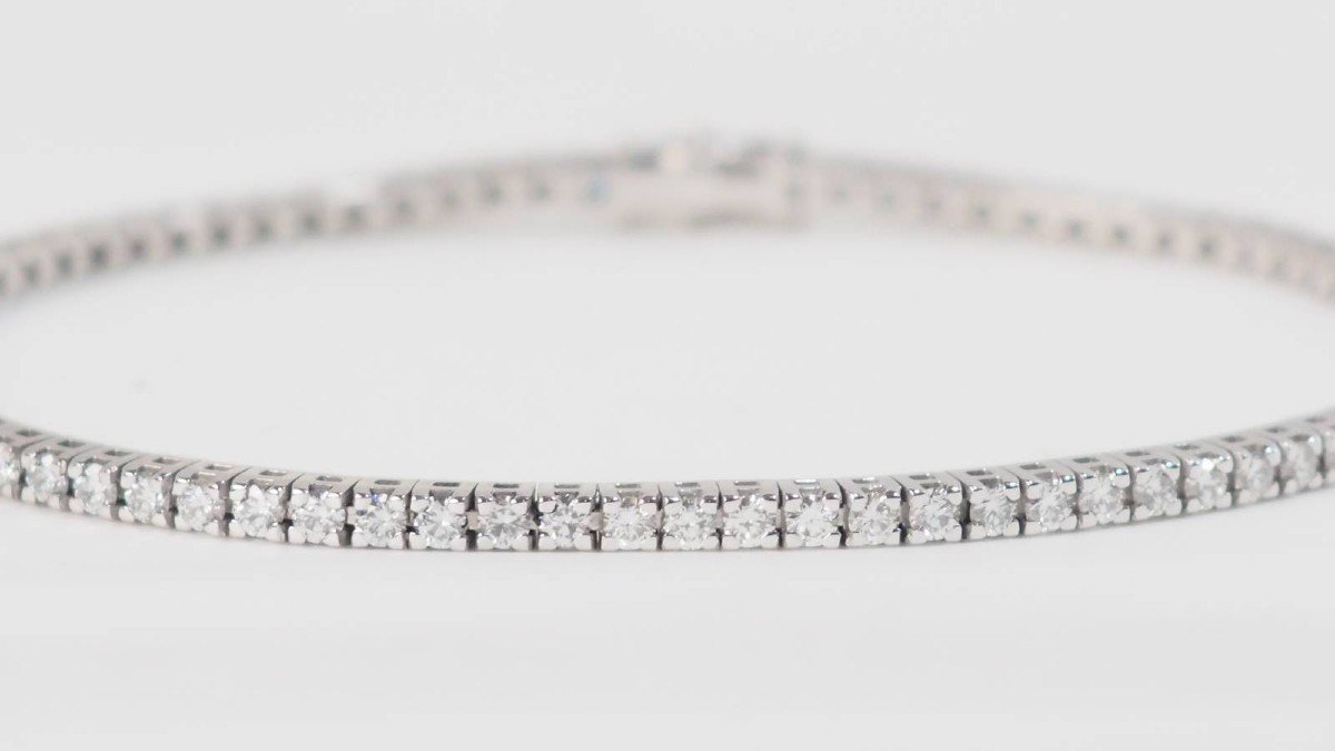 Bracelet Rivière En Or Blanc Et Diamants 2,50cts -photo-4